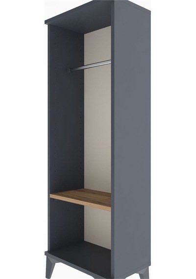 Arges Dolap Tek Raflı Tek Askılı 44x30x134 Antrasit-çam Antrasit