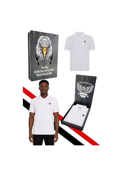 Beşiktaş Lisanslı Beyaz Polo T-shirt Uv Kutu Beyaz Uv