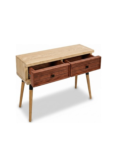 Mobenta Stria Entry: Modern Masif Dresuar 2 Çekmeceli Antre Konsolu - 120x31 Bz-bk Krem-bakır