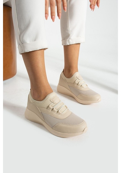 Bej Anatomik Esnek Taban Slip-on Spor Ayakkabı Günlük Sneaker Bej