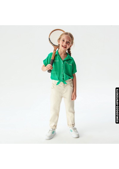 XO Kids Kız Beli Büzgülü Pantolon 4-8 Yaş 54713 Kpnt09079 Krem 001
