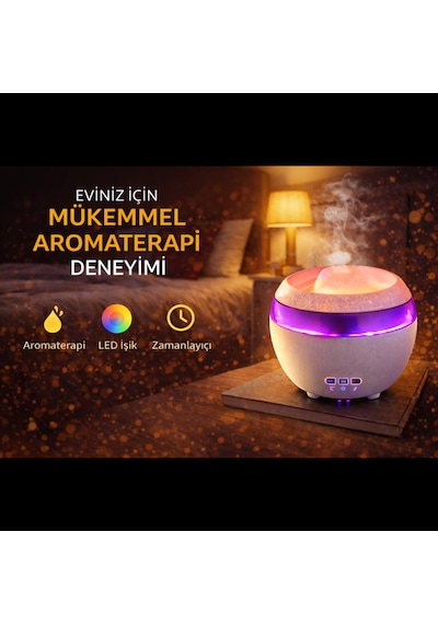 Led Işıklı Hava Nemlendirici Ve Ultrasonik Aroma Difüzör Sessiz Çalışma & Zamanlayıcı