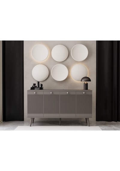 Melura Konsol 140 Cm %100 Mdf Lake Ahşap Ayaklı Gri