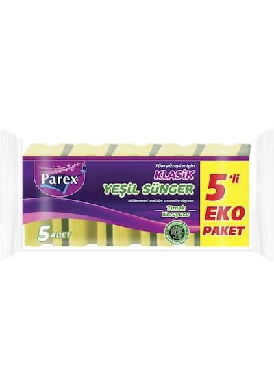 Klasik Yeşil Sünger Oluklu 5'li 24 Paket 1 Koli