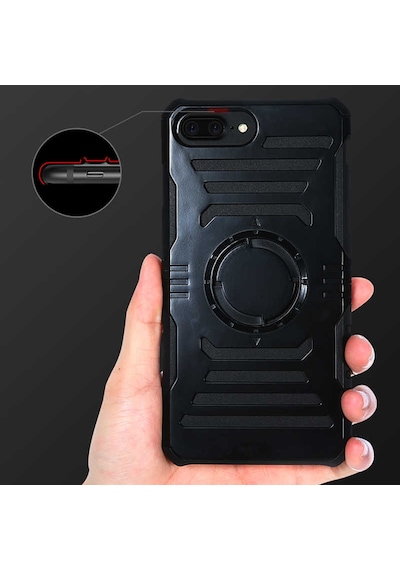 Apple Uyumlu iPhone 7 Plus Kılıf Zore 2 İn 1 Kol Bandı Gri