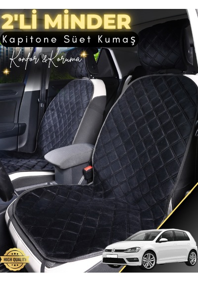 Volkswagen Golf 6 Uyumlu 2'li Süet Oto Koltuk Minderi Terletmez Universal Su Geçirmez A2 Siyah