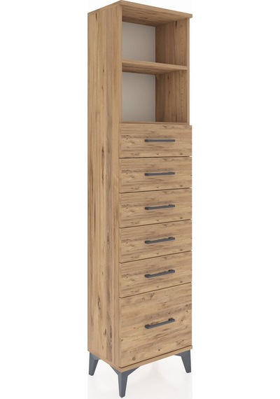 Arges Dolap 2 Raflı 6 Çekmeceli 44x30x182 Çam-çam Atlas Çam