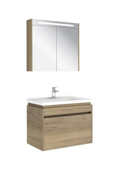 Kale Idea 2.0 80 Cm Tek Çekmeceli Set Pasifik A Lavabo Dolabı + Aynalı Dolap Ceviz
