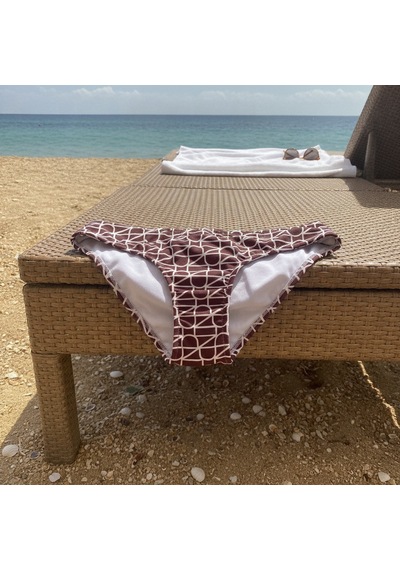 Bonbon Kadın Plaj Giyim Kahverengi Desenli Bikini Alt Bb2581 Çok Renkli