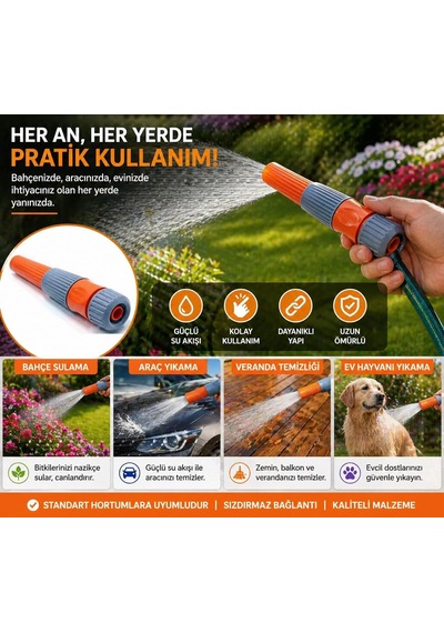 Lexroo Lans Ayarlı Hortum Ucu 1/2 Bahçe Hortum Ucu Sulama
