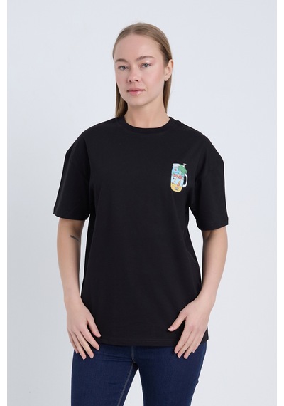 Velvoria Unisex Oversize Siyah Summer T-shirt