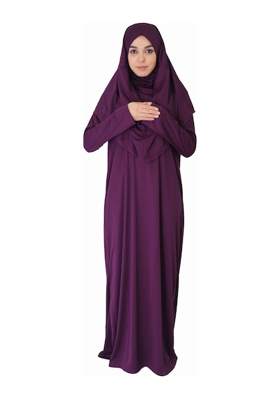 Zehranaz Namaz Elbisesi Koyu Mürdüm Fermuarsız Namaz Elbisesi