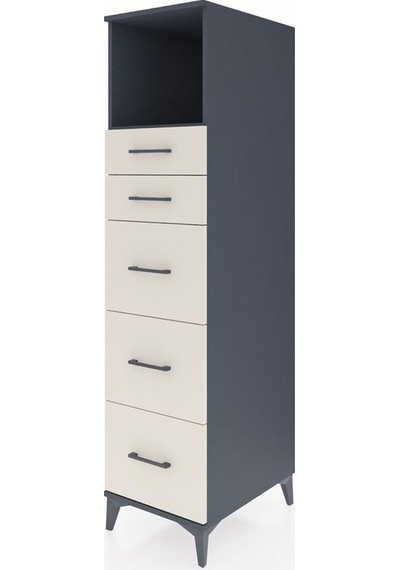 Kronos Dolap Tek Raflı 5 Çekmeceli 44x59x182 Antrasit-aytaşı Antrasit