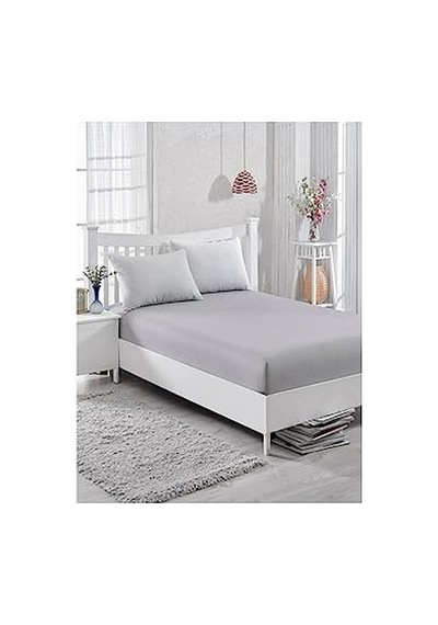 Çift Kişilik Penye Lastikli Çarşaf 160x200 Açık Gri / 160 X 200 Açık Gri - Antrasit