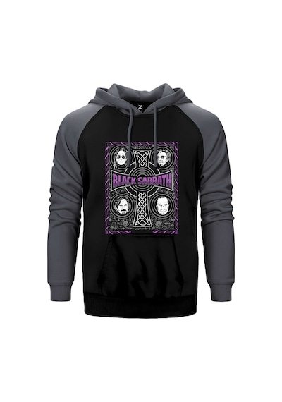 Black Sabbath The Complete History Gri Renk Reglan Kol Kapşonlu Sweatshirt Gri