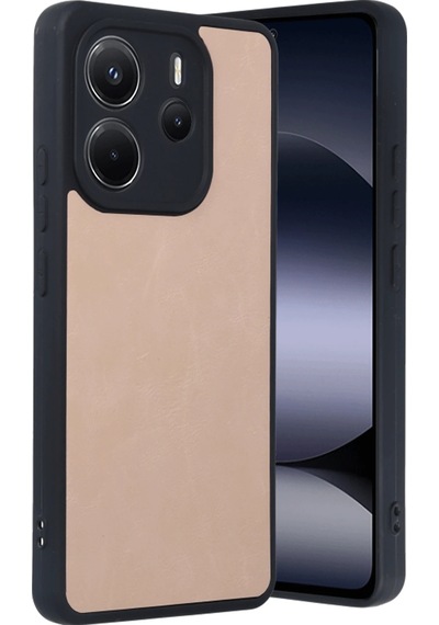 Muratech Newface Xiaomi Redmi Note 14 4g Kılıf Aras Deri Kapak - Pudra