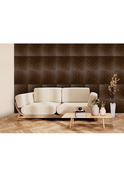 3 Boyutlu Duvar Paneli Kabartmalı Retro Desen Pvc 41x41 Cm/ 6 Adet /1 M² Teak