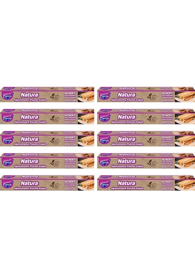 Parex Natura Ağartılmamış Hazır Kesilmiş Pişirme Kağıdı 10 x 10'lu 42 x 37 CM