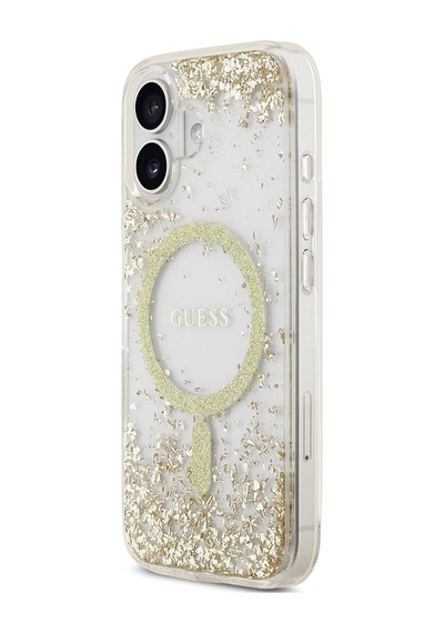 Apple Uyumlu iPhone 17  Kılıf Guess Lisanslı M-safe Özellikli Transparan Resin Bottom Kapak Gold Gold