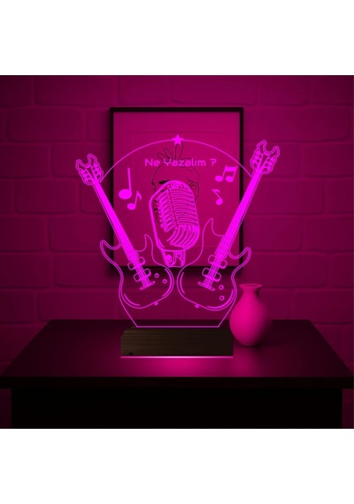 Luvivia Elektro Gitar Gitarist Rock Müzik Kişiye Özel 3d Lamba - Masa Gece Lambası V1 Şeffaf