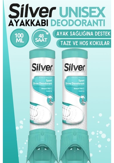 Silver Fresh - Up Ayakkabı Deodorantı Koku  Sprey 2 Adet 100 ML