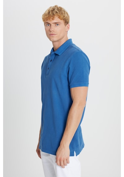 AC&Co / Altınyıldız Classics Erkek Indıgo %100 Pamuk Slim Fit Dar Kesim Polo Yaka Tişört İndigo