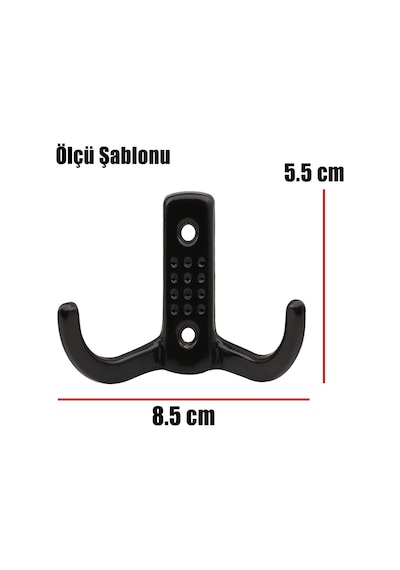 Badem10 Noktalı Vestiyer Duvar Askısı Dolap Elbise Askılığı Siyah Metal Askı 10 Adet Diğer