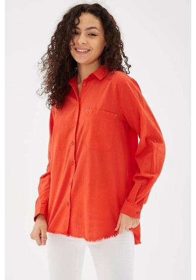 Fashion Friends Etek Ucu Püsküllü Kadın Gömlek 25y0390k1 Kırmızı