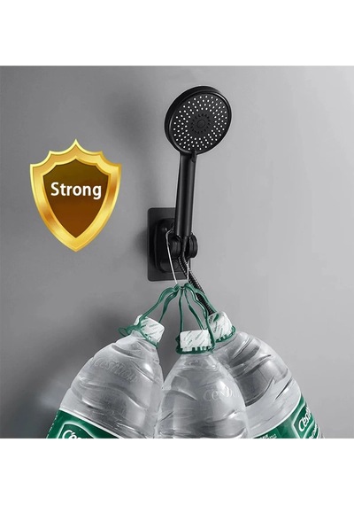 Mintev Siyah Nano Kendinden Yapışkanlı Banyo Duş Başlığı Askısı 15 Kg Taşıma Kapasiteli Mafsal Tutacak Siyah