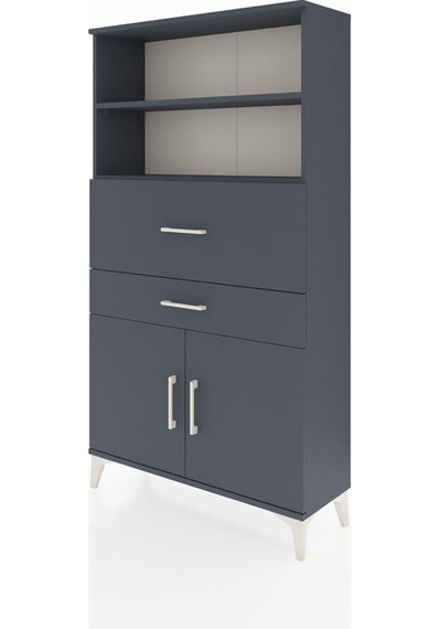 Arges Dolap 3 Raflı 2 Çekmeceli 2 Kapaklı 88x30x163 Antrasit-... Antrasit