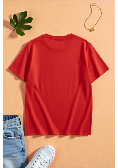 Uyguntarz Unisex Love Me More Baskılı Tasarım Tshirt Kırmızı