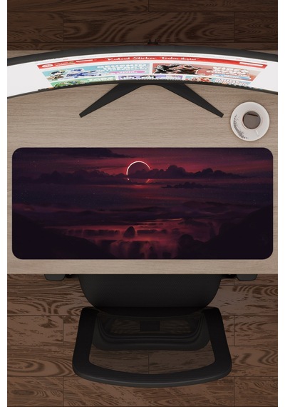 Dijital Gökyüzü Bulut Gün Batımı V4 70x30 Xl Gaming Kauçuk Kaymaz Taban Mouse Pad Fare Altlığı