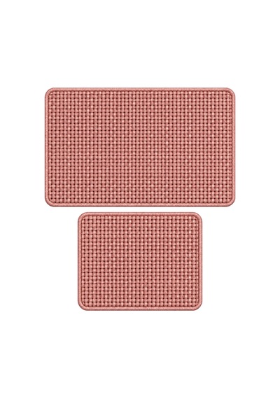 Dijital Baskılı Su Emici Keten Görünümlü İkili Banyo Paspası 40/60cm -60x100cm Azur Pembe - 931445931 Azur Pembe