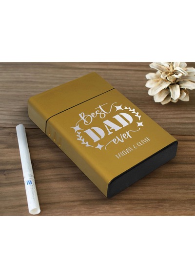 Bk Gift Kişiye Özel İsimli Babalar Günü Tasarımlı Sarı Metal Sigara Tabakası ,babalar Günü Hediyesi , Babaya Hediye , Sigara Tabakası-10