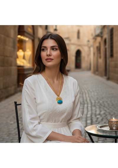 Firuze Gözyaşı Kolyesi Mavi