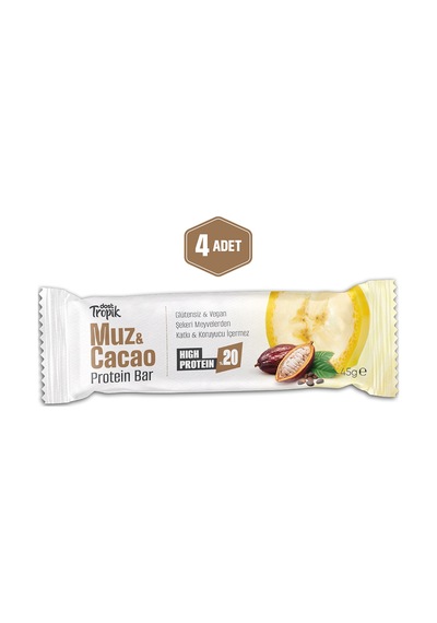Muz Ve Kakao Aromalı Protein Bar 45 G Protein İçeren Atıştırmalık Ve Sporcu Barı 4 Adet