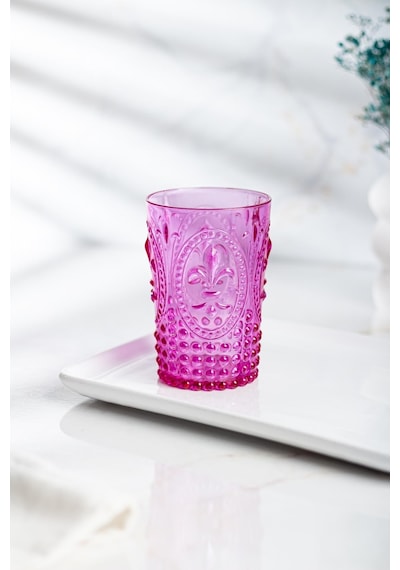 Akrilik Pembe Tekli Kısa Bardak & Su Meşrubat Kahve Yanı Bardağı 400 ml (Cam Değildir )