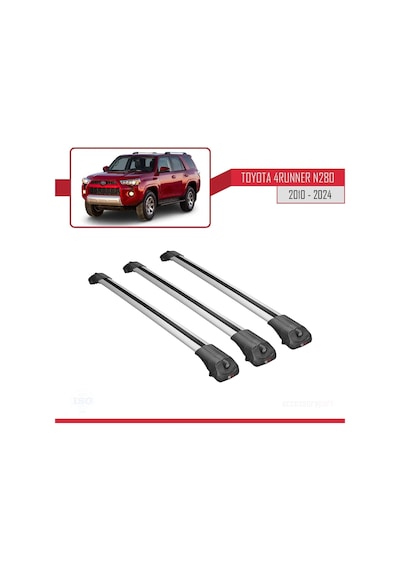 Toyota 4runner N280 2010 Ve Sonrası İle Uyumlu Ace-1 Ara Atkı Tavan Barı Gri 3 Adet Bar
