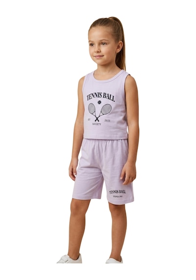 New Kids Kız Takım Çocuk Sıfır Kol Lila Tennis Baskılı Kız Takım -91208