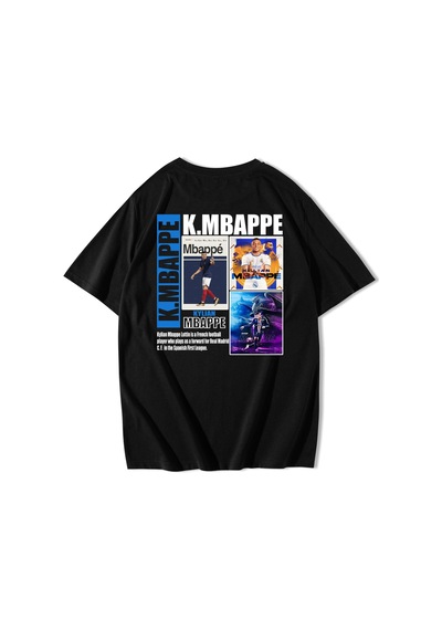 Brz Collection Unisex Oversize Kylian Mbappe T-shirt-siyah Siyah