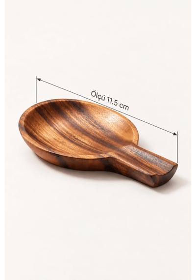 Atbyhome Akasya Ahşap Kaşık Altlığı 11.5 Cm - Ocak Yanı Tezgah Üstü Kirli Kaşıklık Kepçe Servis Tepsisi