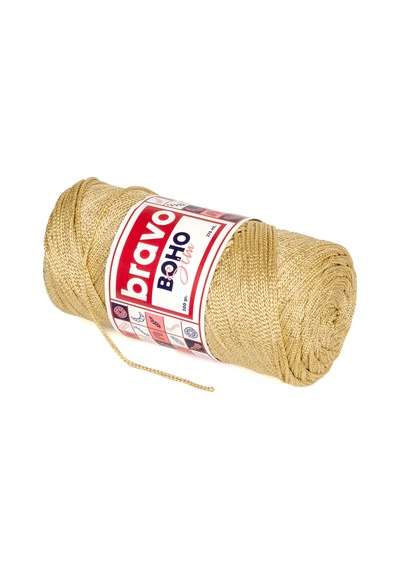 Boho Simli Polyester Makrome İplik 200 Gr 270 Metre Renk Kodu: 48 Bej
