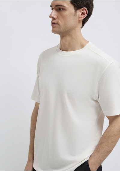 Mavi - Soft-premium Ekru Tencel Liyosel Karışımlı Tişört 0613468-70057 Ekru