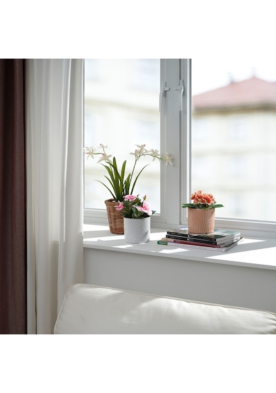 Saksılı Yapay Bitki Pembe Balsam Çiçeği, Meridyendukkan 9 Cm İç/dış Mekan
