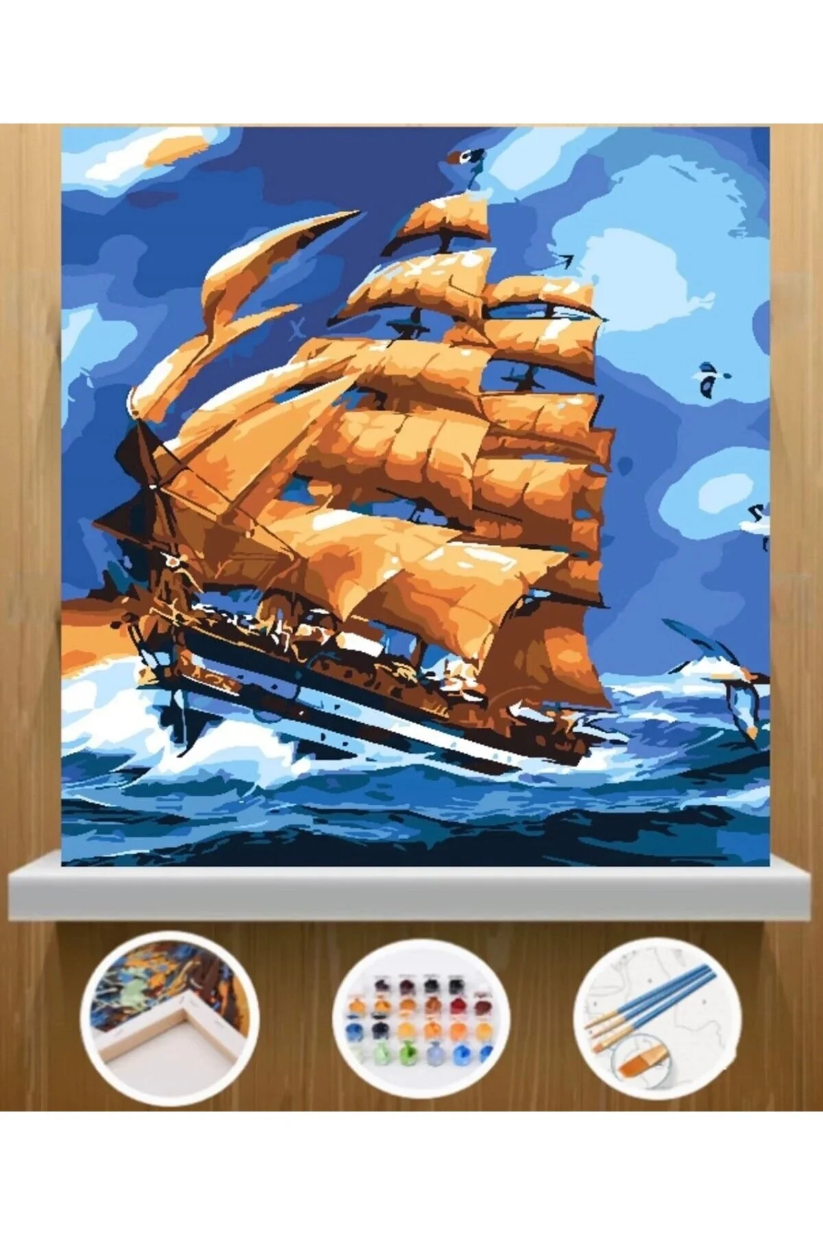 Sayılarla Seti 30x40 Cm Gemi Deniz & Yolculuk Temalı Tuval