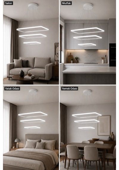 AvizeGO Diva 3'lü Led Sarkıt Avize Beyaz Işık