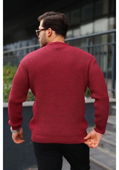 Butik İstanbul Erkek Bisiklet Yaka Örme Kazak Bordo