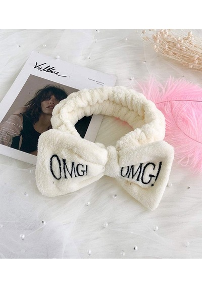 Toyaş Omg Peluş Bandana Makyaj Spa Saç Bandı Beyaz Çok Renkli