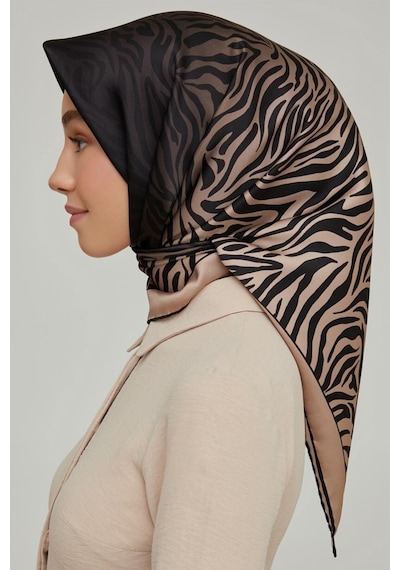 Armine Yeni Sezon 2021-22 Serisi Zebra Desen Ipek Twill Eşarp 8654d-22