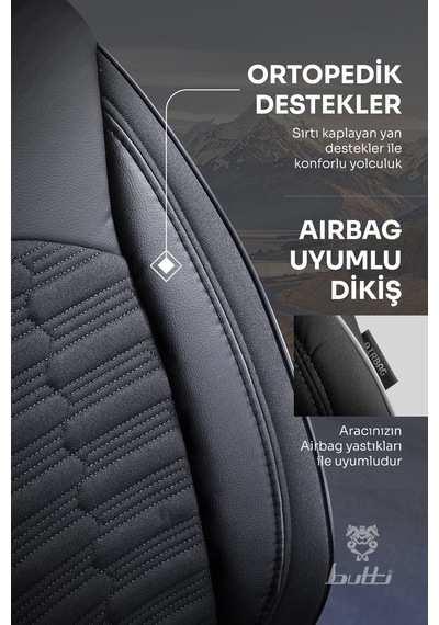 Füme - Füme Butti Libro Serisi Keten Kumaş Premium Oto Koltuk Kılıfı Destekli, Ön Arka Tam Set